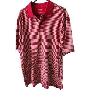 Ashworth Golf Company Large Red Gray Stripped Polo Shirt Cotton